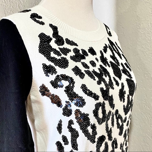 EUC Express Black & White Sequin Leopard Sweater, S - Picture 7 of 15